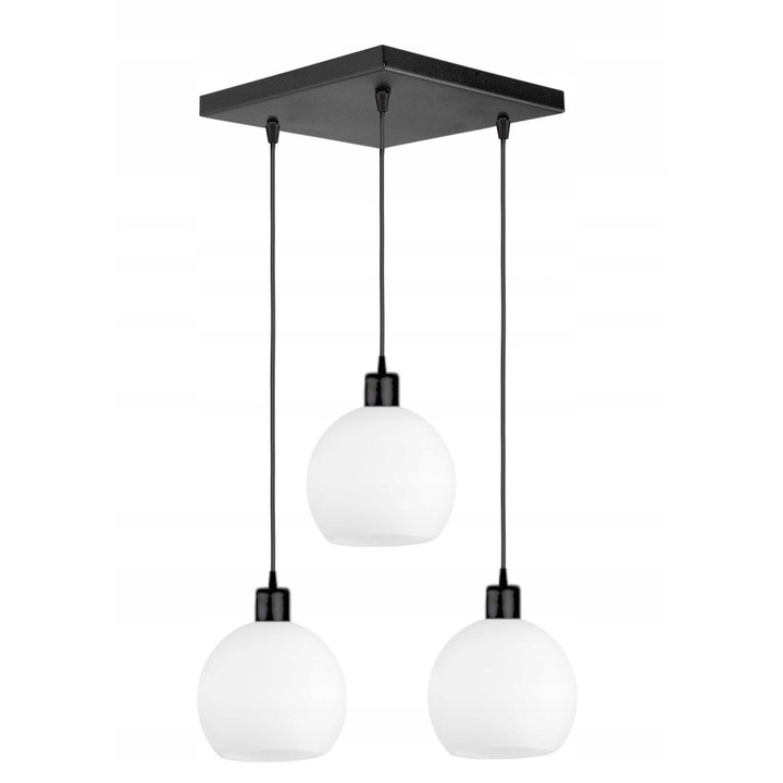 Полилей, Komat, Metal, E 27, 3 източника на светлина, Бял/Черен