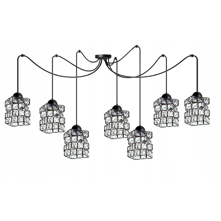 Plafoniera pentru sufragerie, Komat, metal, negru, latime 210cm, inaltime 100cm