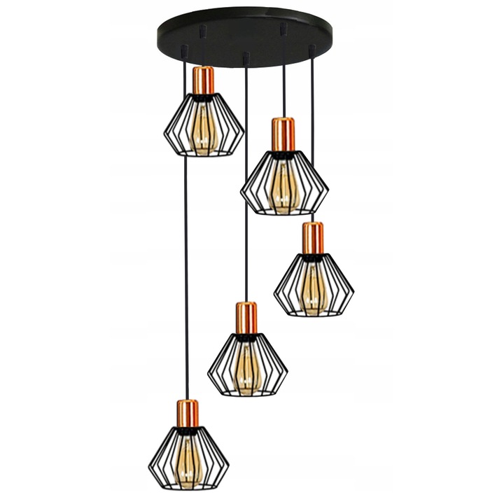 Plafoniera, Komat, E-27, metal, negru, latime 35, inaltime reglabila max 105 cm