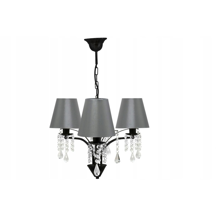 Csillár, Komat, Acél, E14, Fekete/Szürke