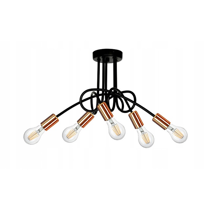 Полилей, Komat, Метал, E27, Черен/Златен