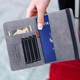 INNOVIO® портфейл за паспорт, RFID защита, екологична кожа, отделение за карти, табло за обяви, банкноти, SIM карти, унисекс, 13X11X1.3 см, цвят сив