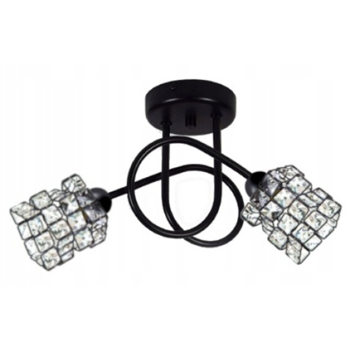 Plafoniera pentru sufragerie, Komat, E-27, metal, negru, latime 50 cm, inaltime 35 cm