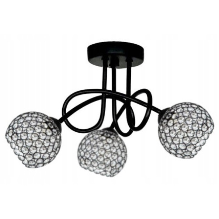 Полилей, Komat, Метал, E27, Черен/Сребрист