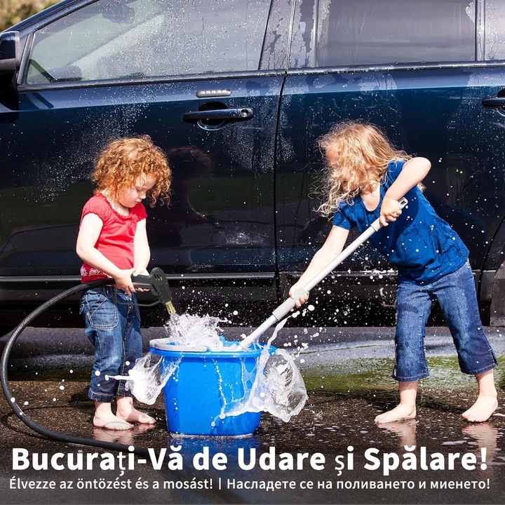Furtun aparat spalat cu presiune, Ufixed, 7,5m, M22/14, 3300 PSI, anti-intors, inlocuire pentru Ryobi, Greenworks, Uberflex, Negru