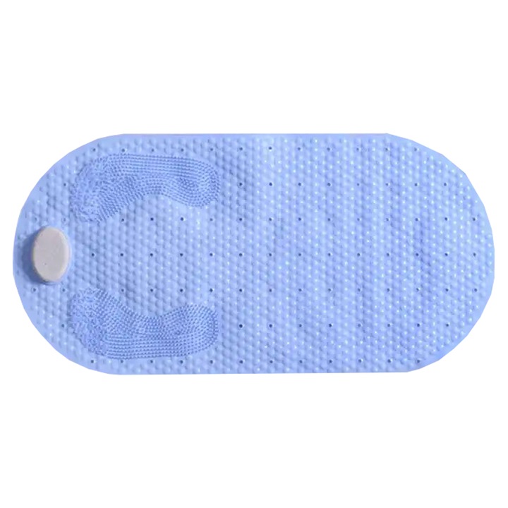 Covoras de baie pentru dus antiderapant, cu piatra ponce, care ajuta la indepartarea celulelor moarte ale pielii si a calusurilor, 80x40 cm, Albastru