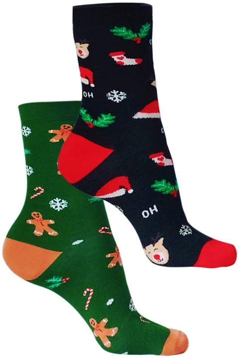 2 pár férfi hosszú bolyhos vidám Grinch karácsonyi zokni fésült pamutból, varrás nélkül, Többszínű, 41-43