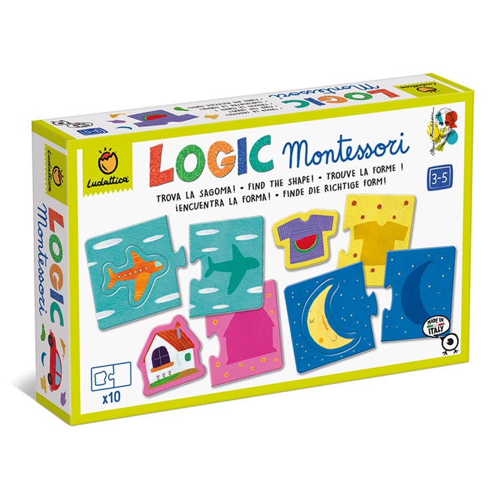 Puzzle educativ - Montessori - Umbre, Carton, 10