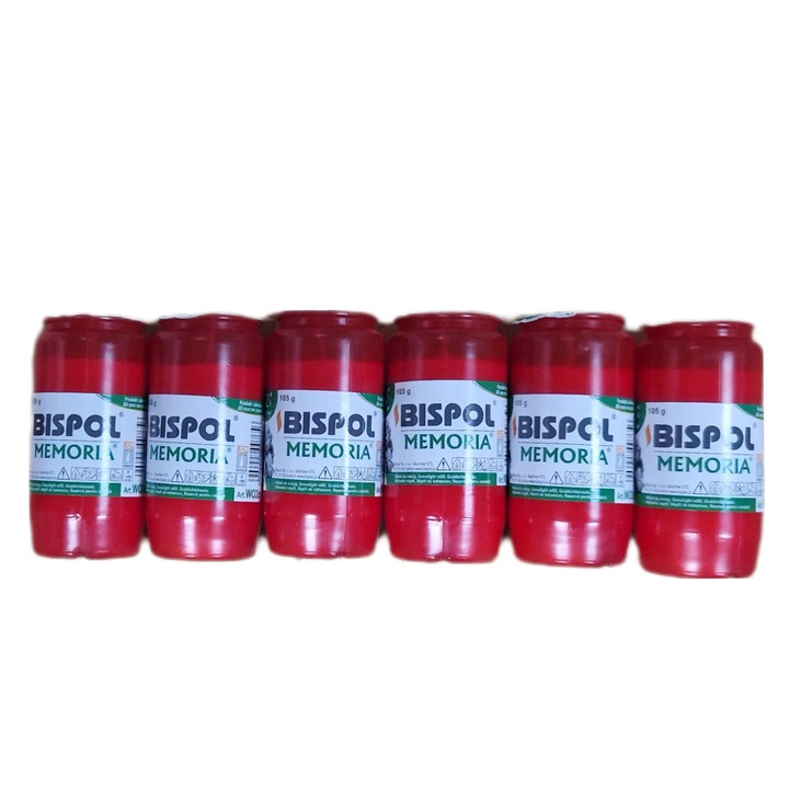 6 db Bispol WO2 gyertyatartalékos készlet, 2 nap, piros