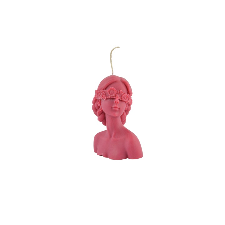 Dekoratív gyertya Bust Girl virágokkal, piros, illatos, természetes szójaviaszból, 95 g