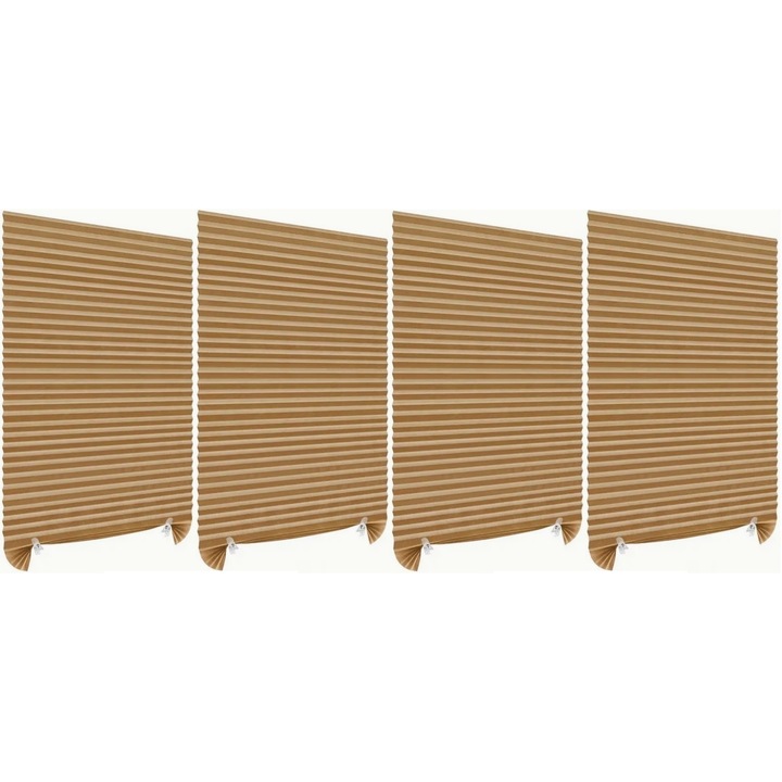 Set 4 Jaluzele Plisate, fara gaurire DAVIDAMI CONCEPT® cu Sistem de Prindere Autoadeziv Inclus, dimensiune 150 cm x 60 cm, Crem