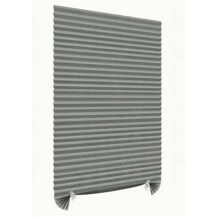 Jaluzea Plisata, fara gaurire DAVIDAMI CONCEPT® cu Sistem de Prindere Autoadeziv Inclus, dimensiune 180 cm x 90 cm, Gri