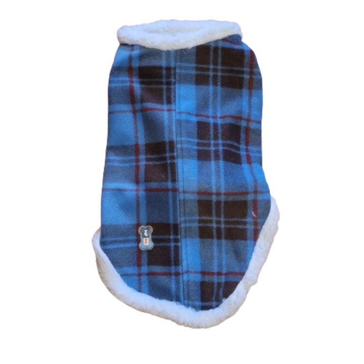 Kabát kutyáknak, Happet, gyapjúból, kék M - 45cm