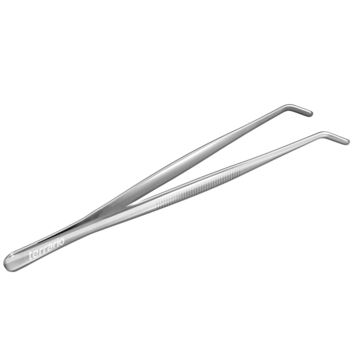 Hajlított csipesz terráriumokhoz, Terrario ViperTweez, vízálló, hosszú, etetéshez és tisztításhoz, növények ültetéséhez, M-es méret, 25 cm hosszú