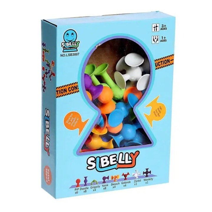 Interaktív játék szilikon tapadókorongokkal, Sibelly, 36 db, + 3 év