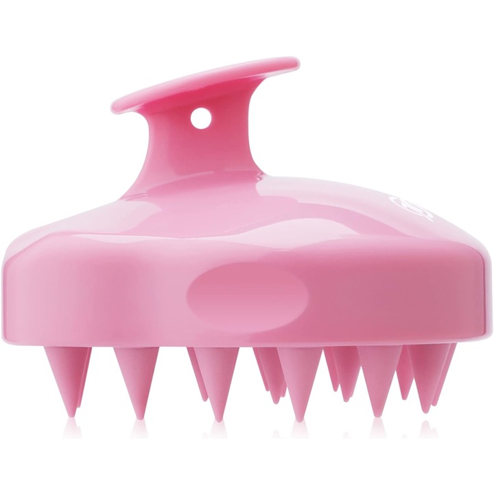 Jormftte fejbőrmasszázs kefe, szilikon, vérkeringés serkentés, rózsaszín