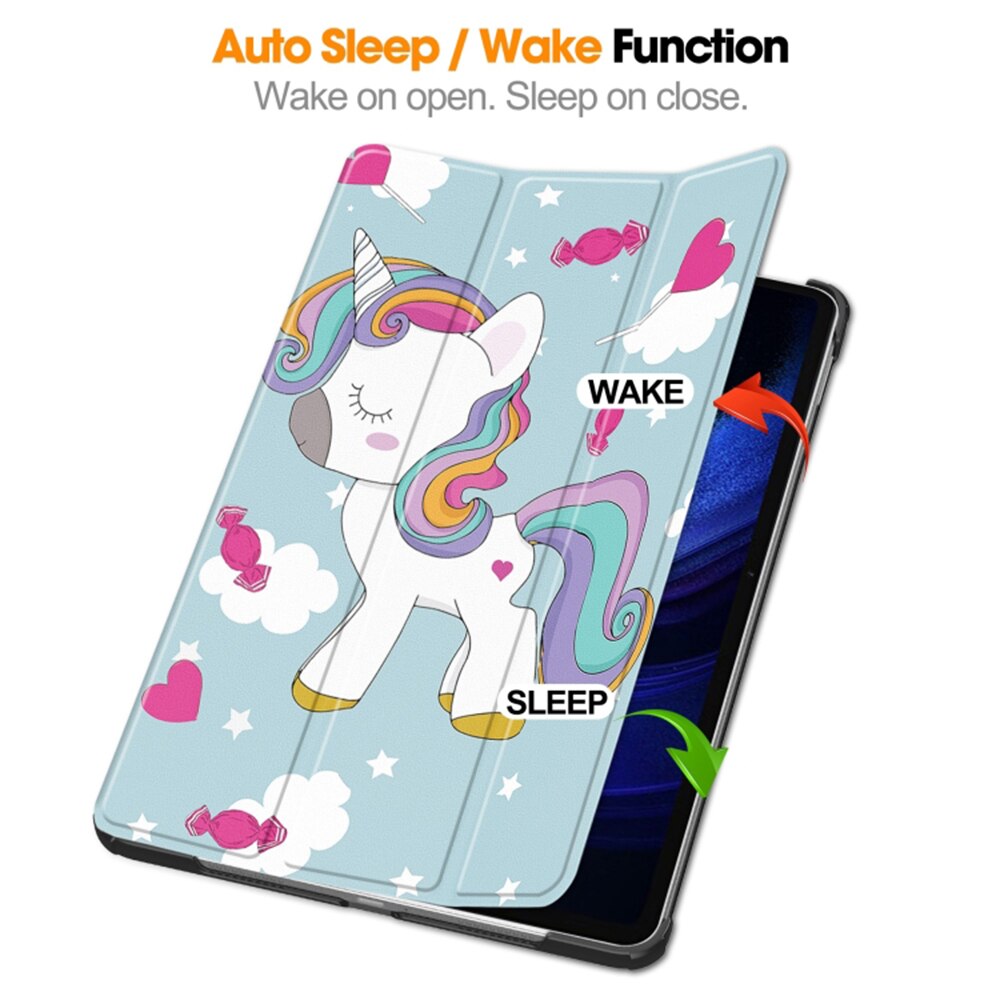 Husa pentru Xiaomi Pad 6, Pad 6 Pro trifold Slim UltraLight, functie sleep/wake-up, Aiyando, unicorn