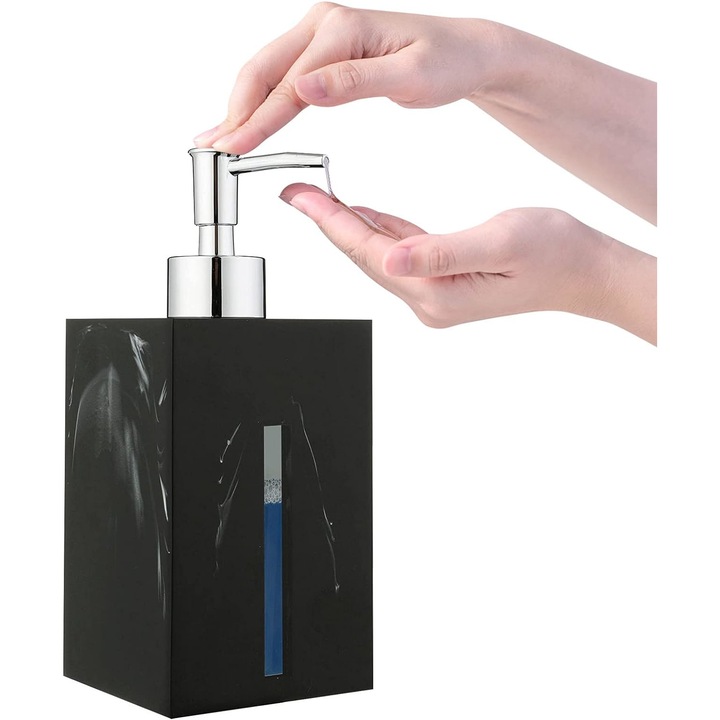 Folyékony szappan adagoló, QttvbTna, gyanta, 500 ml, fekete