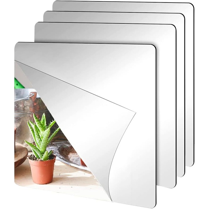 4 db öntapadós tükörlap készlet, Jormftte, 20x20cm, akril, öntapadós