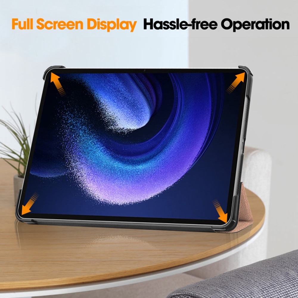 Husa protectie tableta UIQ Premium®, Materiale de calitate, Acces la toate porturile, Book cover, Functie de stand, compatibila cu Xiaomi Pad 6 / Pad 6 Pro, Auriu