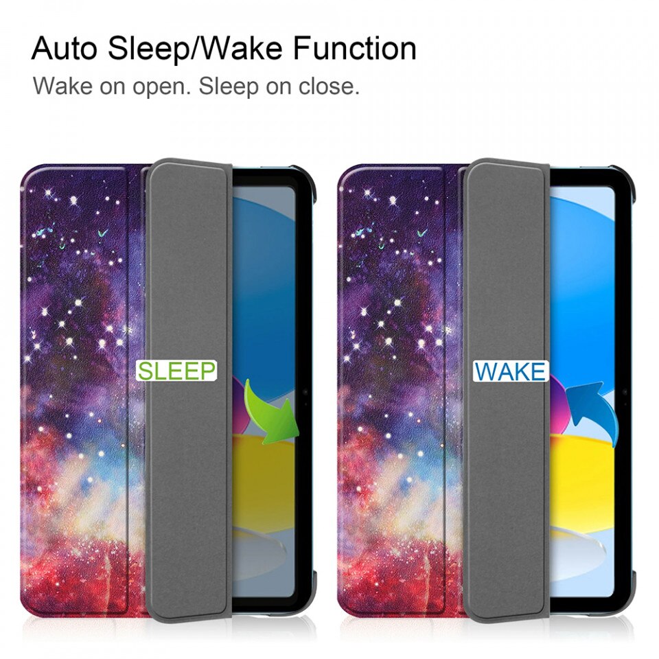 Husa tableta pentru iPad 10 (2022) 10.9" cu suport Multi-Unghi si functie Sleep/Wake, SKYDDAR FoldVision Colour - Unicorn