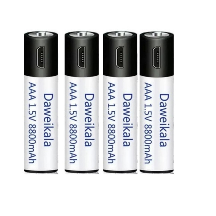 Set 4 acumulatori AAA 1.5V, 8800 mAH, Li-Ion cu incarcare USB
