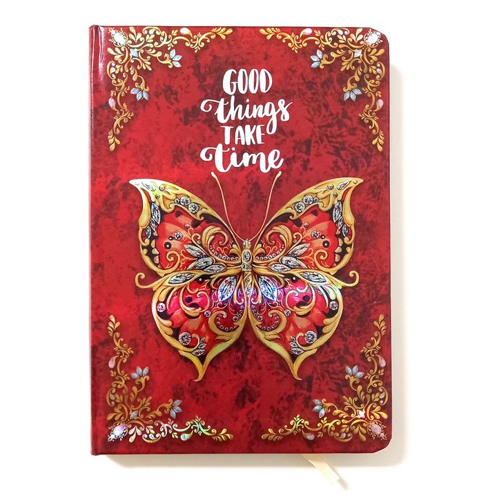 Agenda tip notes cartonat B6, Butterfly Rosu