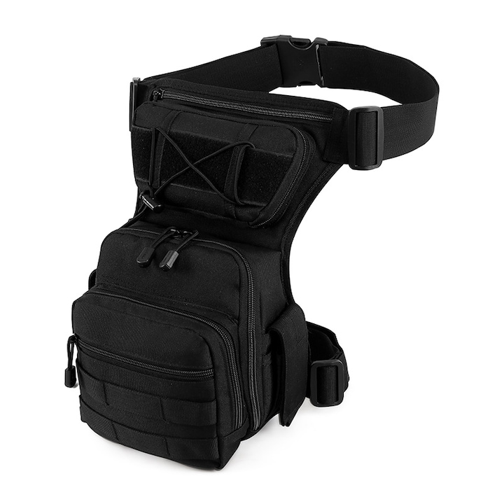 Спортна тактическа чанта за стъпала и крака, JENUOS®, регулируема, многофункционална, еърсофт, OPRA тактическа, мотоциклет/атв/велосипед/тротинетка, Черна