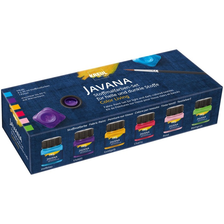 Комплект бои за текстил Javana Color Kreul, 6 броя x 20 мл/комплект
