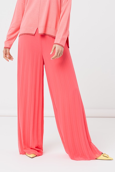 Liu Jo, Pantaloni cu croiala ampla si talie medie, Roz, S