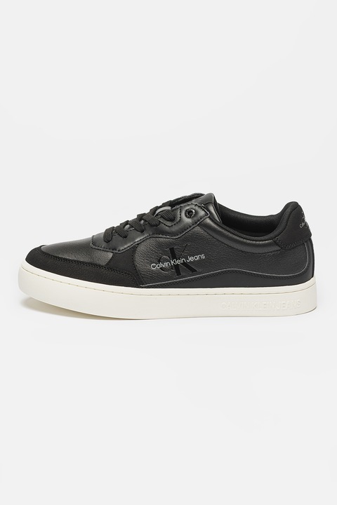 CALVIN KLEIN JEANS, Pantofi sport cu detalii din piele, Negru