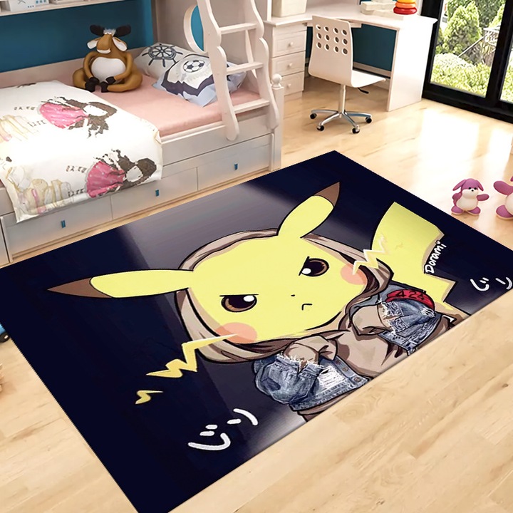 Килим Pikachu, Roleader, Полиестер, 50x80 см, Многоцветен