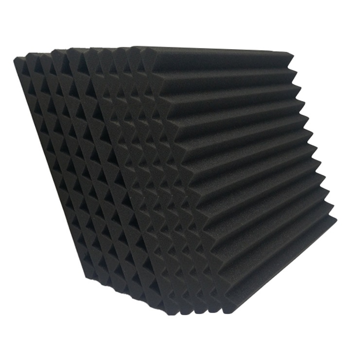 Комплект от 12 акустични панела, Wepzsxo, Акустична пяна, 30x30x2,5 см, Черен