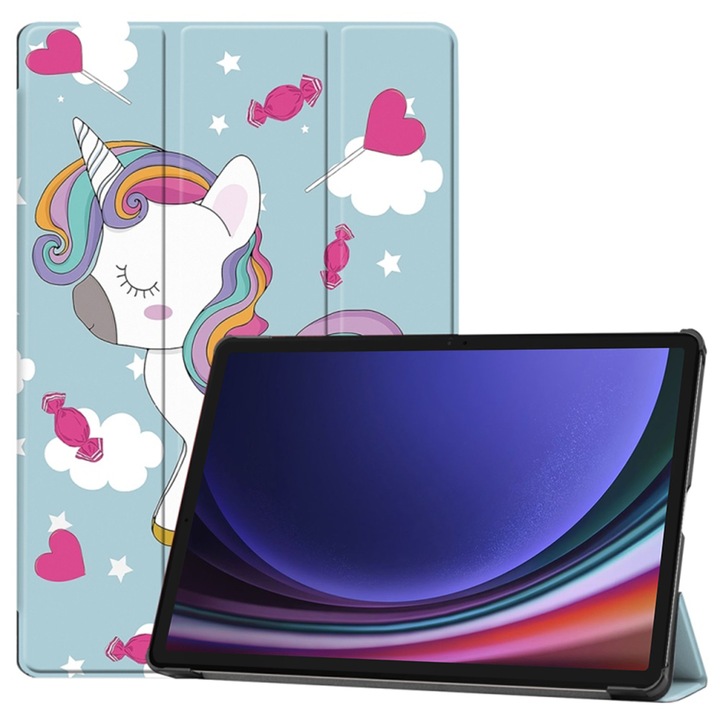 Husa Protectie pentru Samsung Galaxy Tab S9 Plus/S9 FE Plus, SoLSiA, B72, Nanotextil, Unicorn