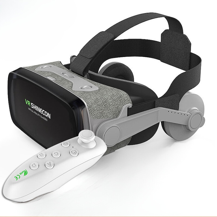 Ochelari VR 3D, Realitate Virtuala, Lentile Acril, Casti, Joistick, Bluetooth, Telefon 4,7-6 inch, 3D Filme, Jocuri, Reglabil, Universal, Model 2023