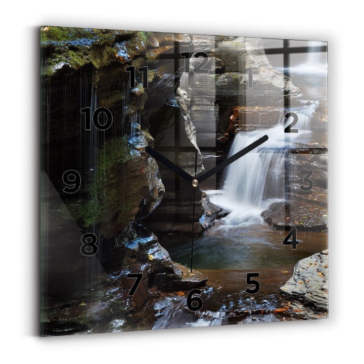 Falióra, Wallfluent, üveg, Fekete mutatók, számok, Fehér, Négyzetek 30x30 cm, 010010500010200269169