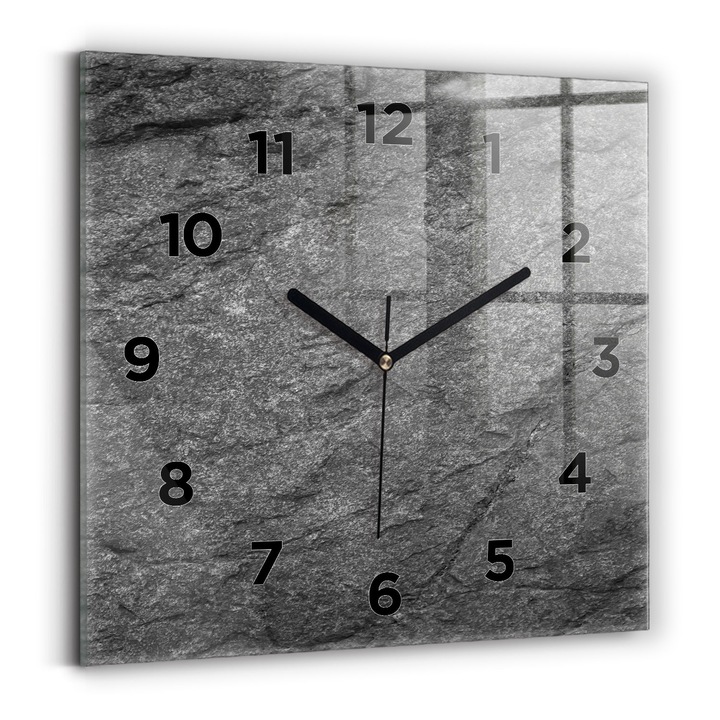 Falióra, Wallfluent, üveg, Fekete mutatók, számok, Fekete, Négyzetek 30x30 cm, 010010500010200269155