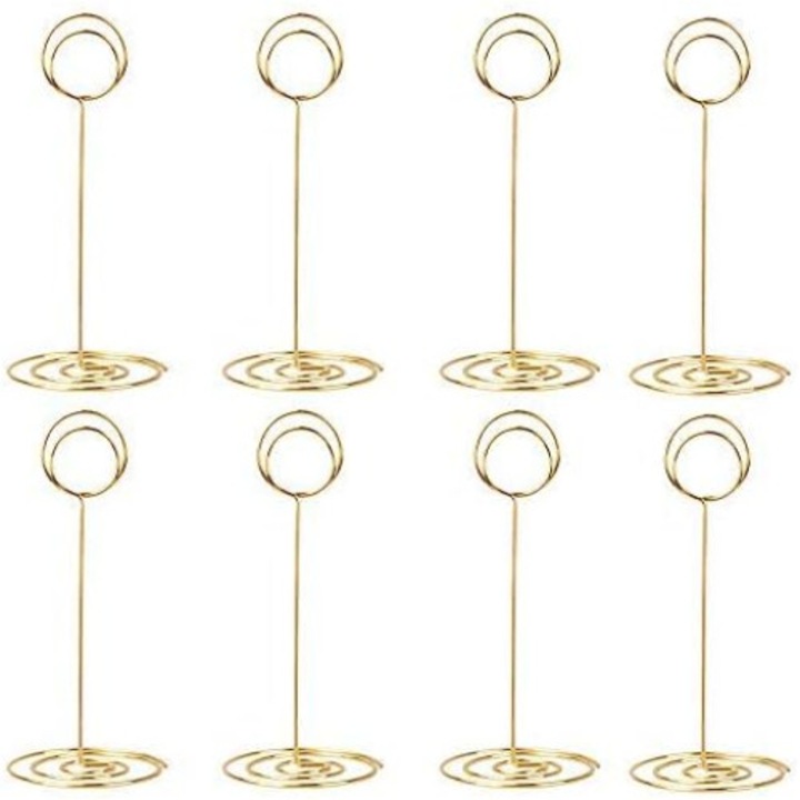 Set de 10 suporturi pentru numere de masa, auriu, 7x22cm