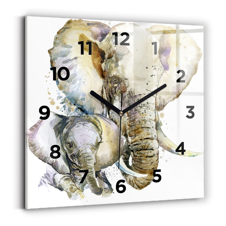 Falióra, Wallfluent, üveg, Fekete mutatók, számok, Krém, Négyzetek 30x30 cm, 010010500010200269489