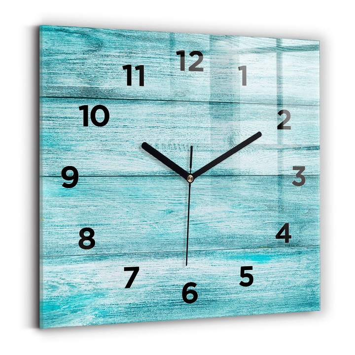 Falióra, Wallfluent, üveg, Fekete mutatók, számok, Kék, Négyzetek 30x30 cm, 010010500010200269330