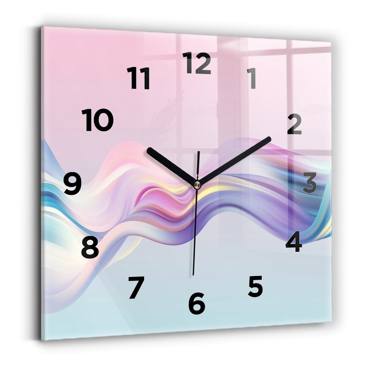 Falióra, Wallfluent, üveg, Fekete mutatók, számok, Pasztell, Négyzetek 30x30 cm, 010010500010200268571
