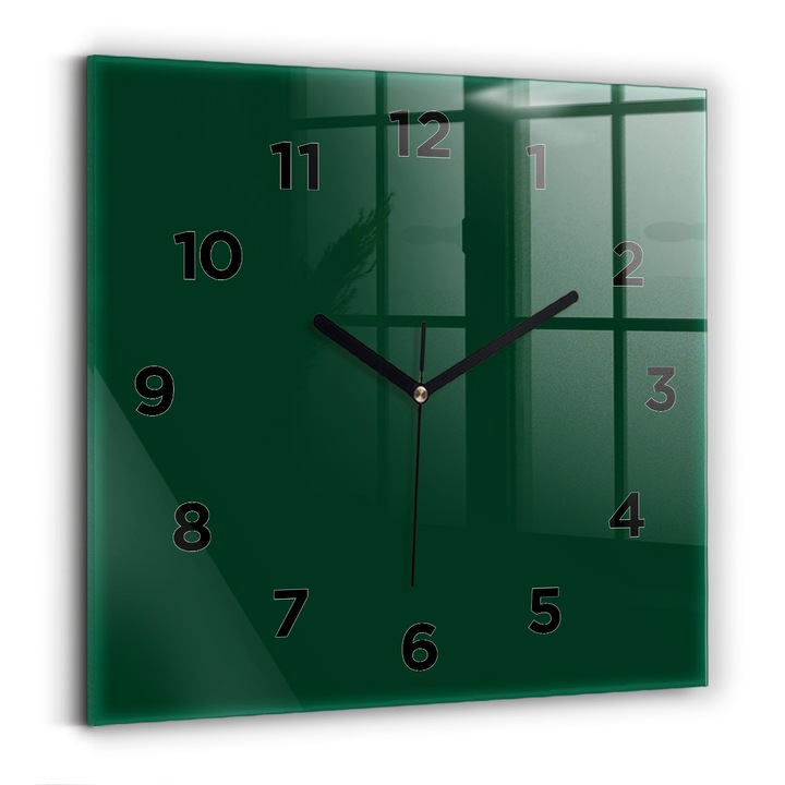 Falióra, Wallfluent, üveg, Fekete mutatók, számok, Zöld, Négyzetek 30x30 cm, 010010500010200270139