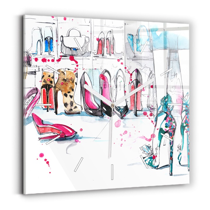 Falióra, Wallfluent, üveg, Fehér mutatók, Nincsenek számok, Egy elem a nőiességről, Fehér, Négyzetek 30x30 cm, 010010500010100270439