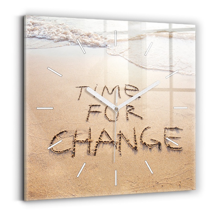 Falióra, Wallfluent, üveg, Fehér mutatók, Számok nélkül, Árajánlat a strandon, Többszínű, Négyzetek 30x30 cm, 010010500010100270527