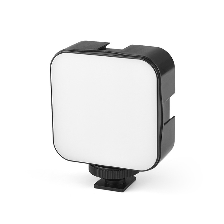 Mini LED videolámpa, LED lámpa W49 LED okostelefonos videokamerához, 6500K fényerőszabályzó 5W adapterrel, 800lm Bolongking, 5W, fekete