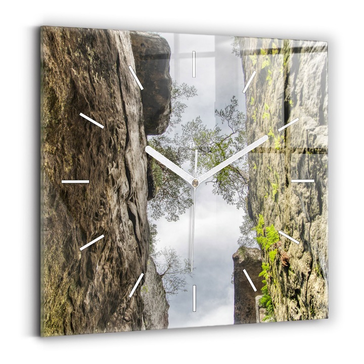 Falióra, Wallfluent, üveg, Fehér mutatók, Nincsenek számok, Rock City Csehországból, Zöld, Négyzetek 30x30 cm, 010010500010100271468