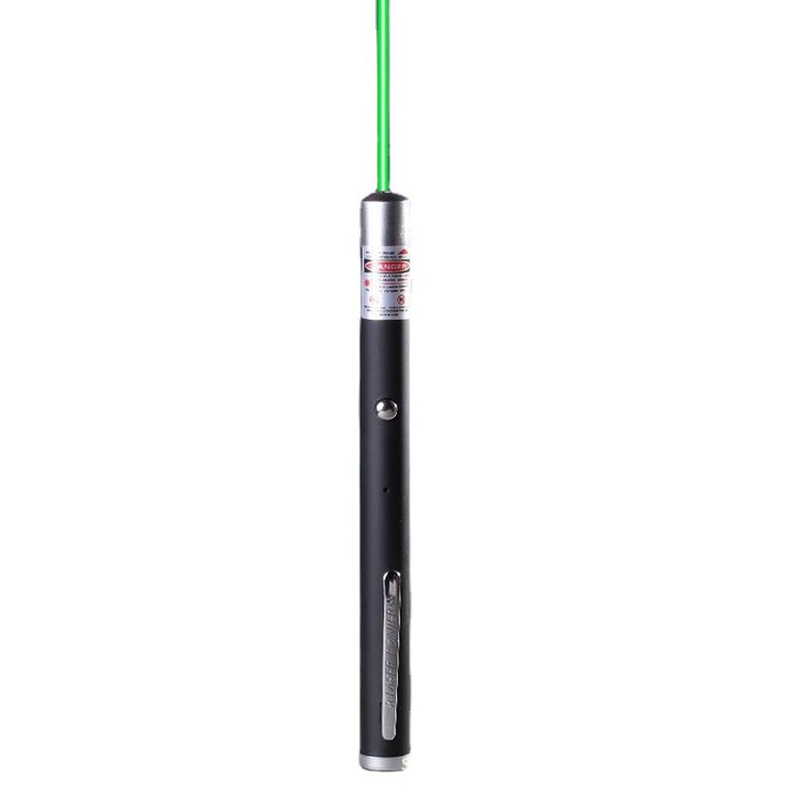 Lanterna cu laser pointer verde LED, USB, Negru, 14 cm