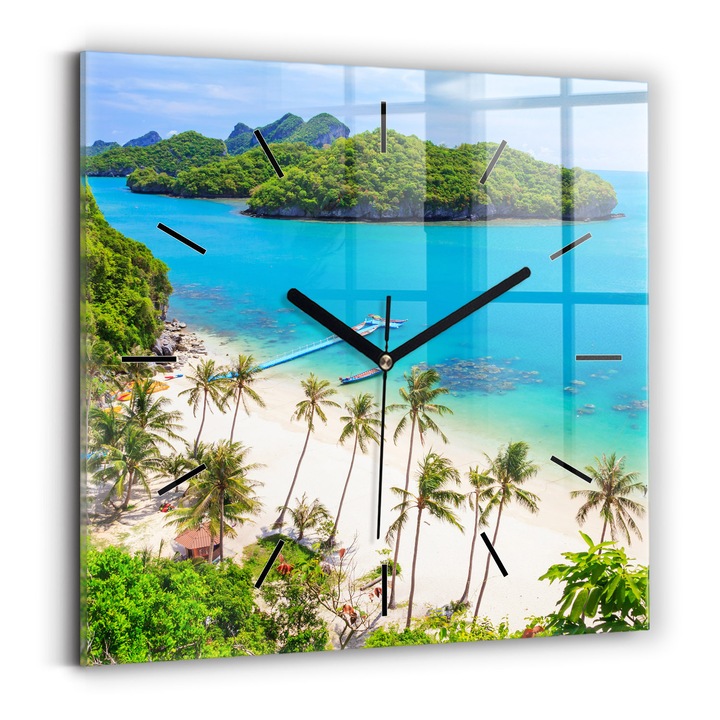 Falióra, Wallfluent, üveg, Fekete mutatók, Nincsenek számok, Thaiföldi Nemzeti Park, Zöld, Négyzetek 30x30 cm, 010010500010200268182