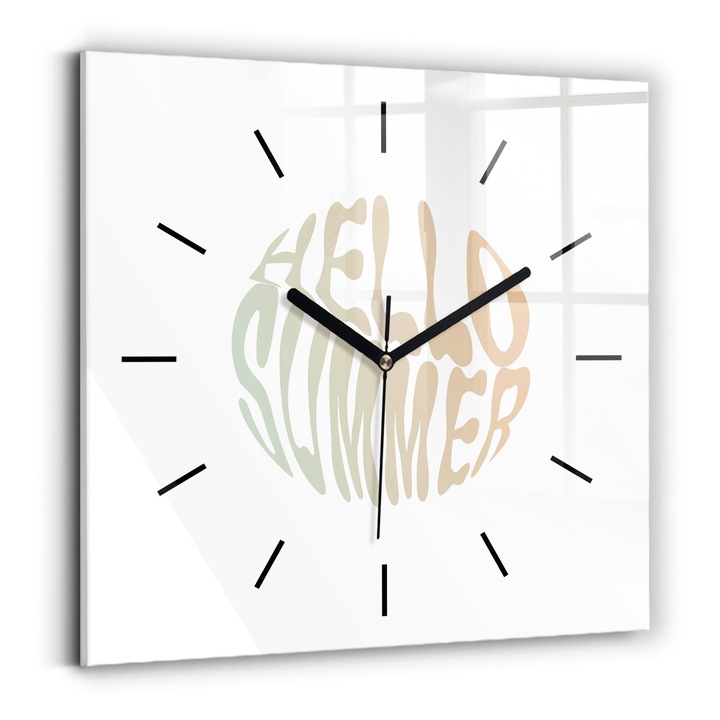 Falióra, Wallfluent, üveg, Fekete mutatók, Nincs szám, Boldog nyarat!, Többszínű, Négyzetek 30x30 cm, 010010500010200267926