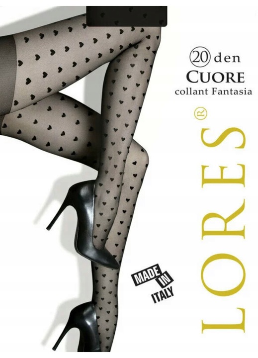 Dres dama, Lores, 20 DEN, model inimi, poliamida, negru, M-L